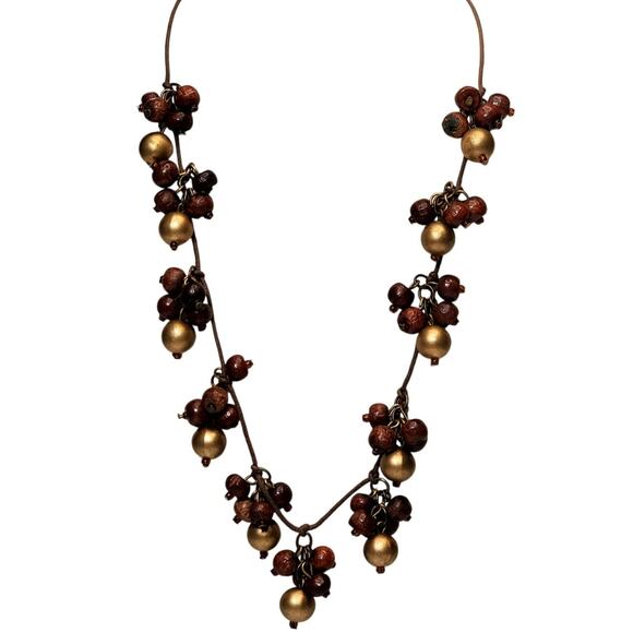 Beaded Cluster Dangle Necklace 16" Unsigned - Picture 1 of 5